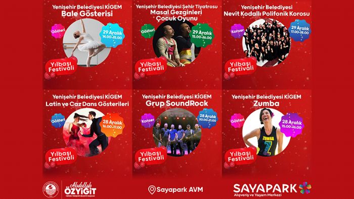 Yeniehir Belediyesinin ylba etkinliklerinde sanat, elence ve mzik bir arada